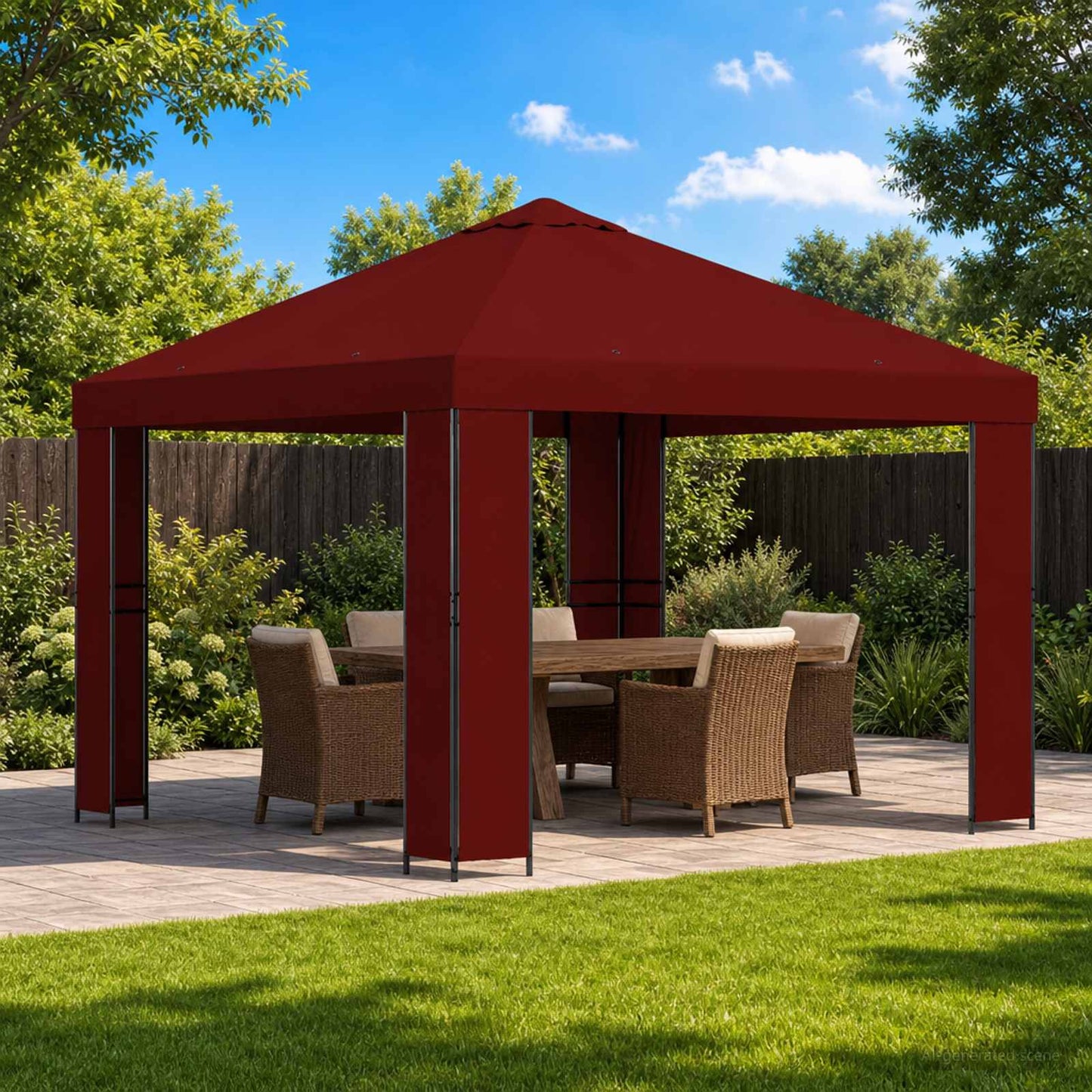 Gazebo 3 x 3 m Borgogna Poliestere e Acciaio 190 gsm | homemem39