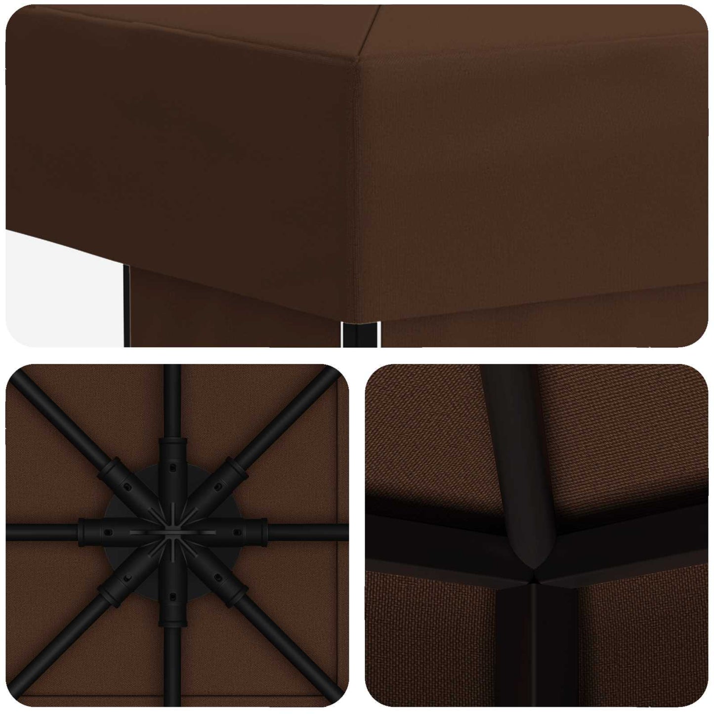 Gazebo 3 x 3 m Marrone Poliestere e Acciaio 190 gsm | homemem39