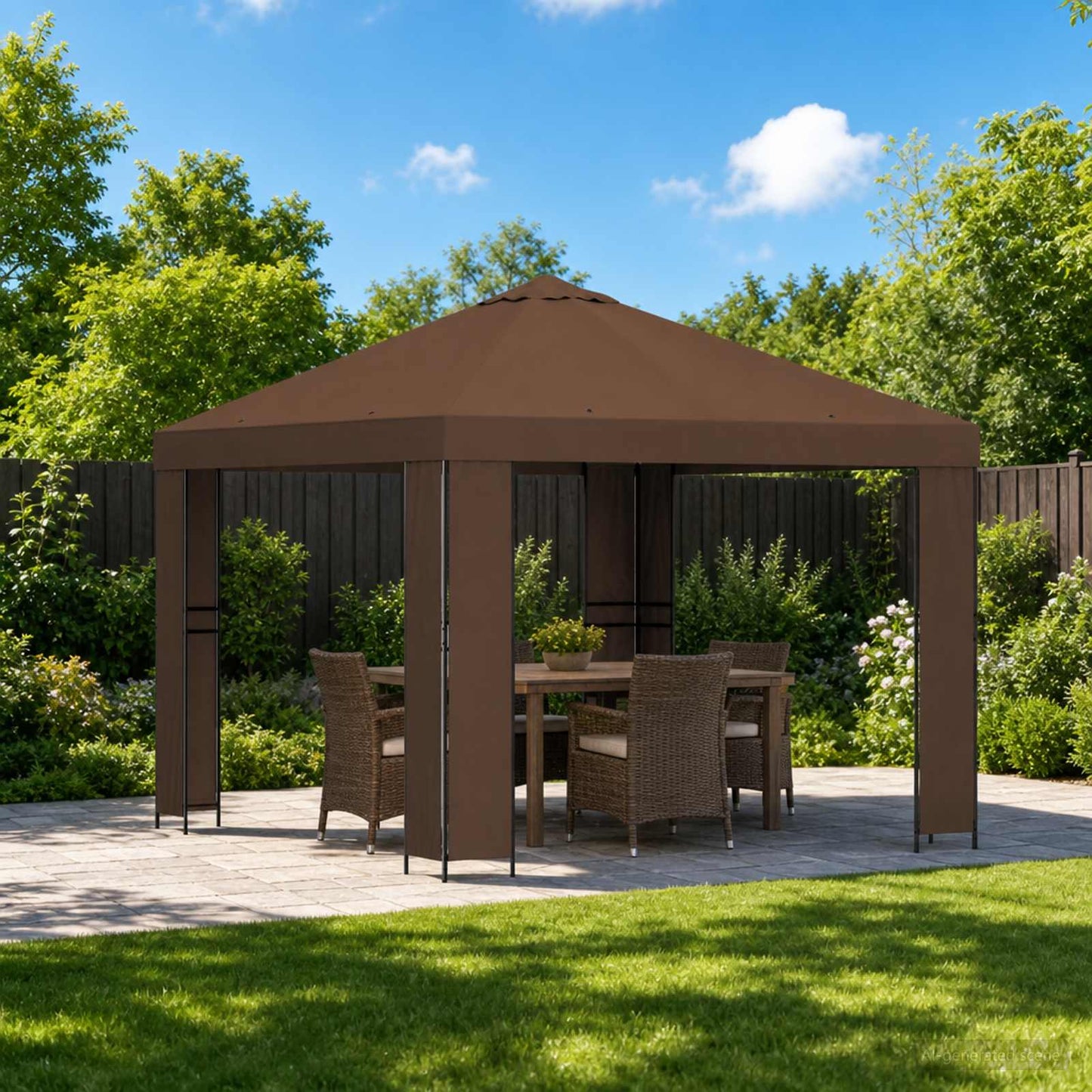 Gazebo 3 x 3 m Marrone Poliestere e Acciaio 190 gsm | homemem39