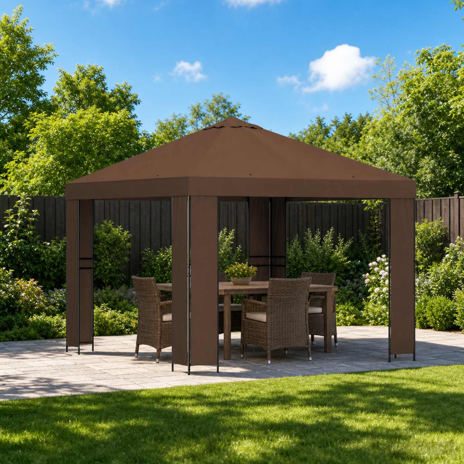 Gazebo 3 x 3 m Marrone Poliestere e Acciaio 190 gsm | homemem39