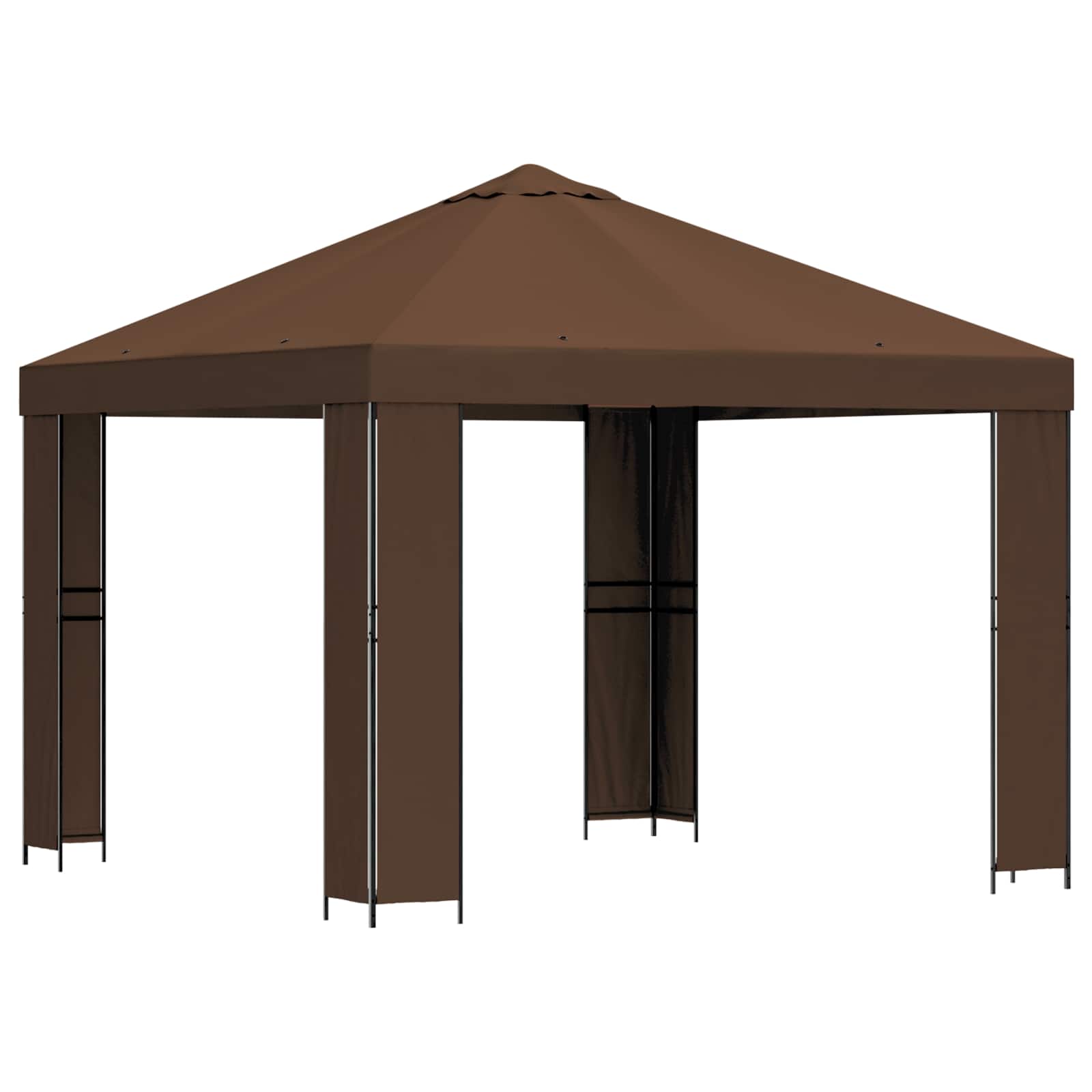 Gazebo 3 x 3 m Marrone Poliestere e Acciaio 190 gsm | homemem39