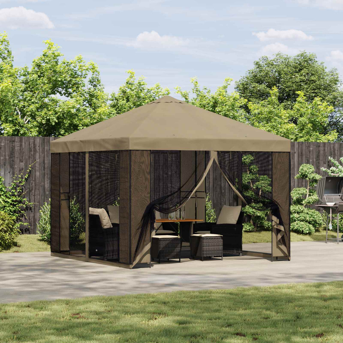 Gazebo da giardino con pareti laterali 3 x 3 m Beige | homemem39