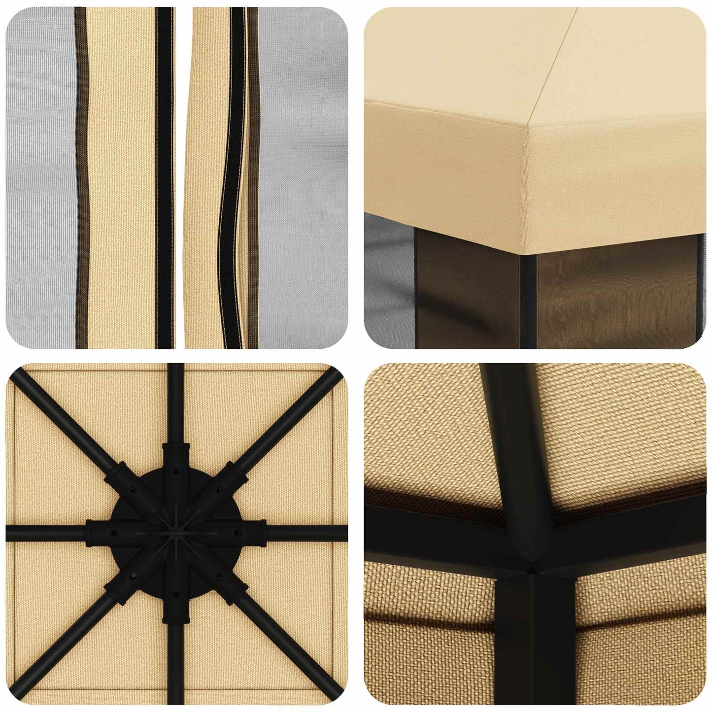 Gazebo da giardino con pareti laterali 3 x 3 m Crema | homemem39