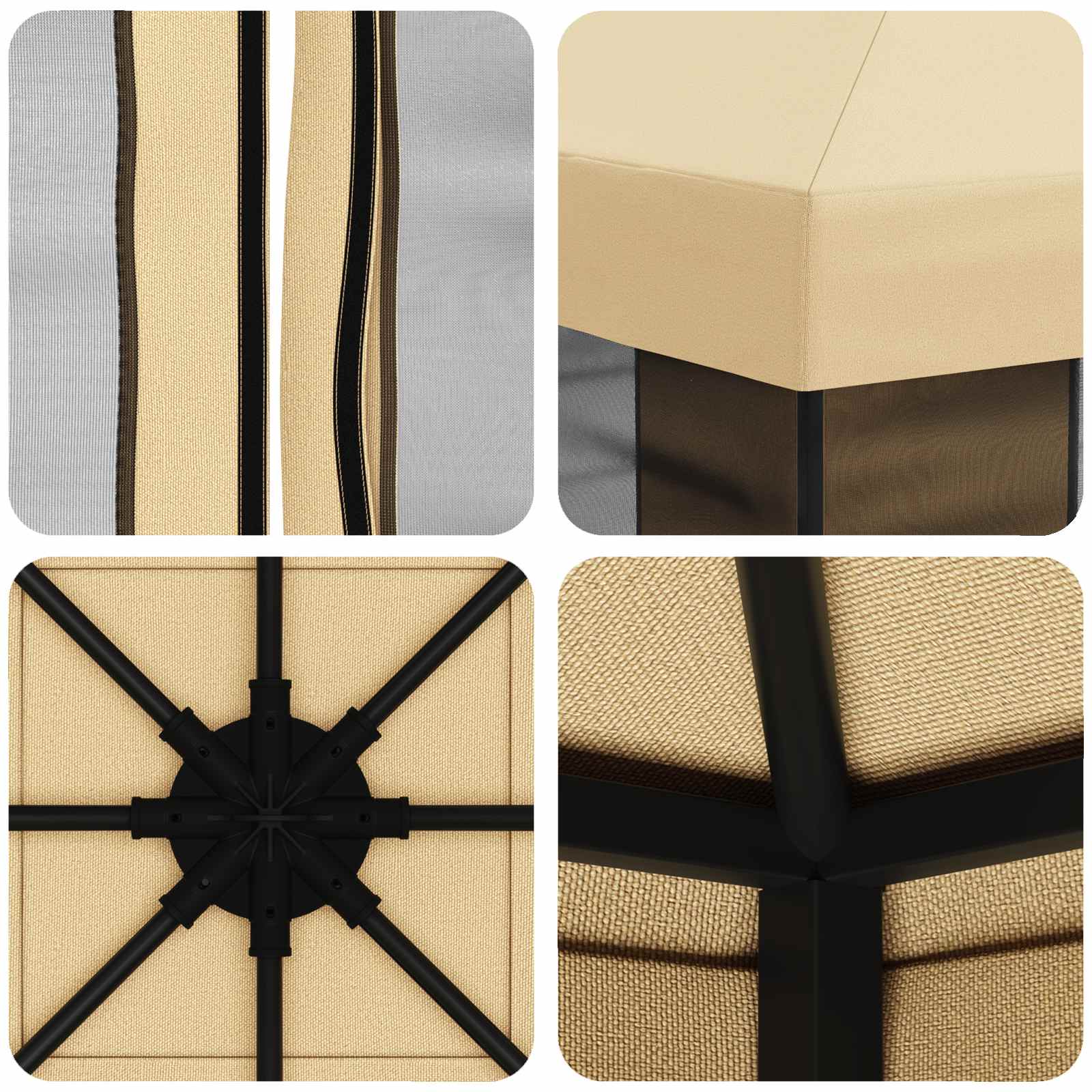 Gazebo da giardino con pareti laterali 3 x 3 m Crema | homemem39