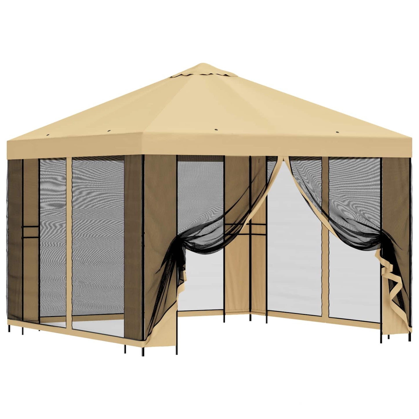 Gazebo da giardino con pareti laterali 3 x 3 m Crema | homemem39