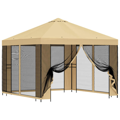 Gazebo da giardino con pareti laterali 3 x 3 m Crema | homemem39
