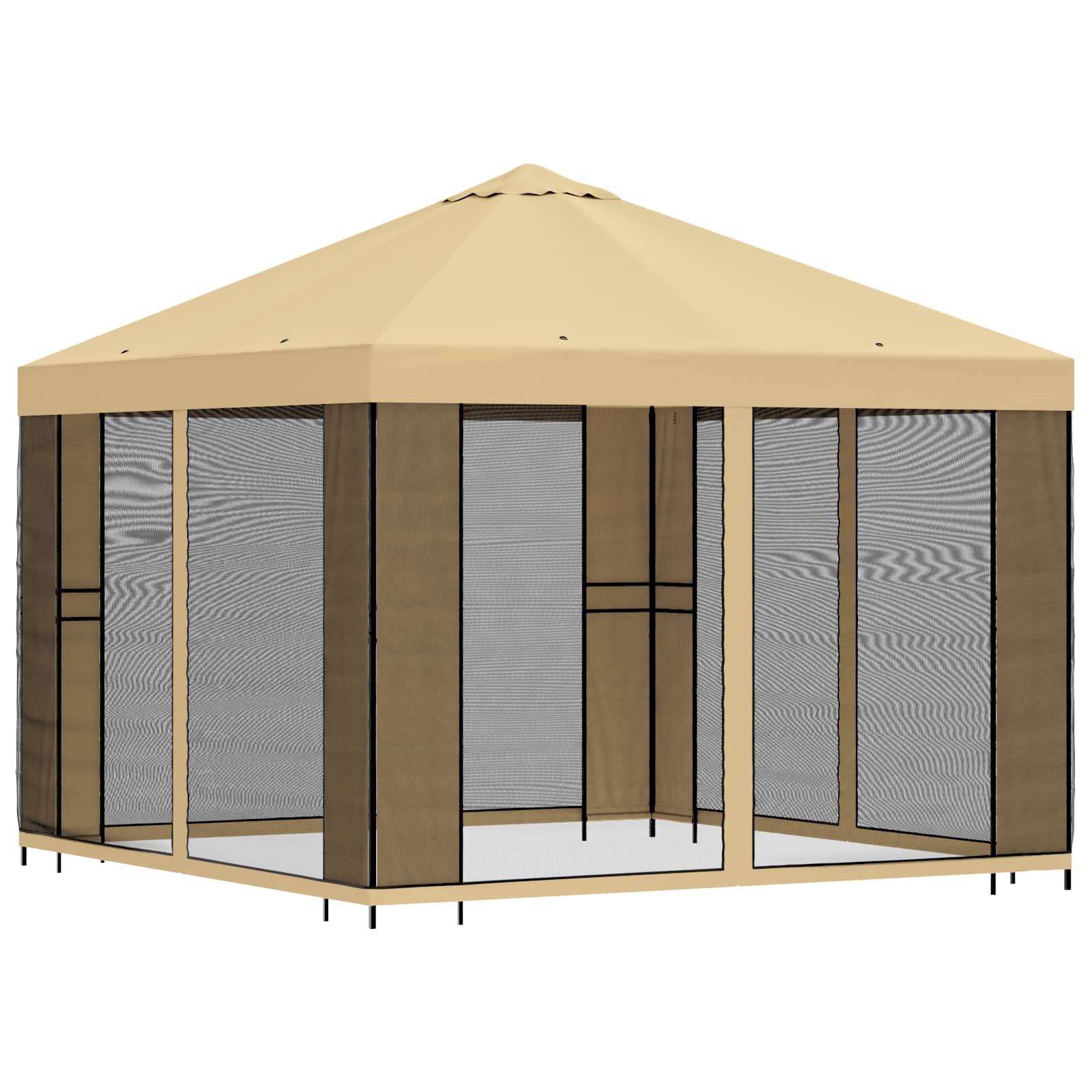 Gazebo da giardino con pareti laterali 3 x 3 m Crema | homemem39