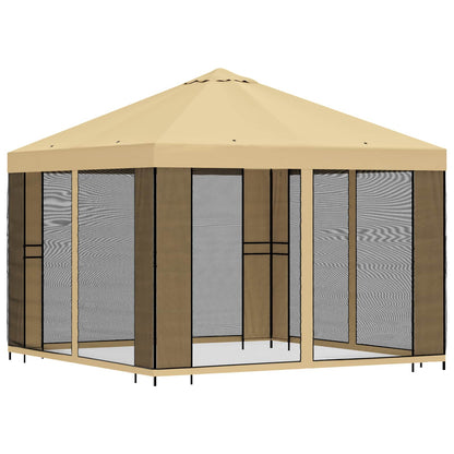 Gazebo da giardino con pareti laterali 3 x 3 m Crema | homemem39