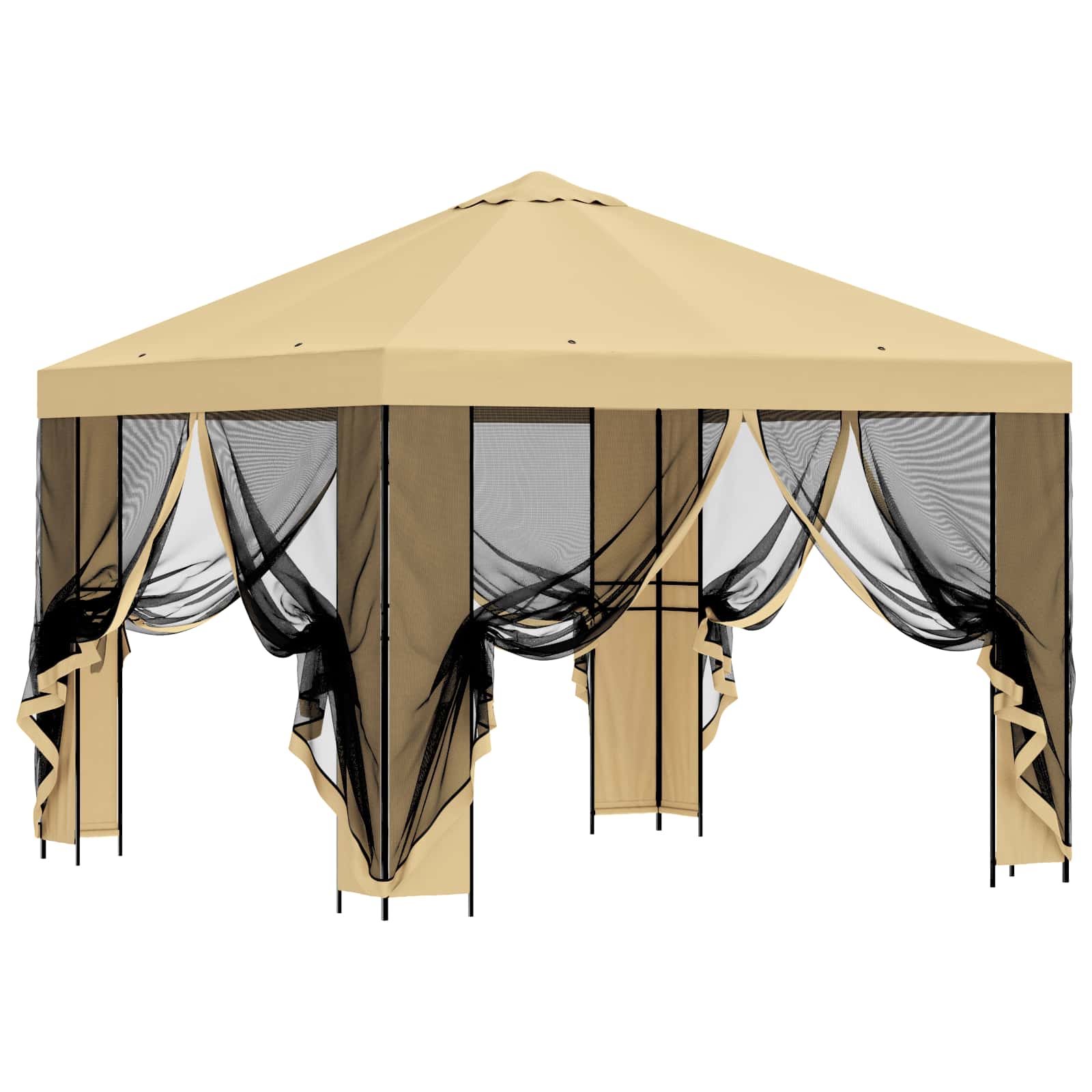 Gazebo da giardino con pareti laterali 3 x 3 m Crema | homemem39