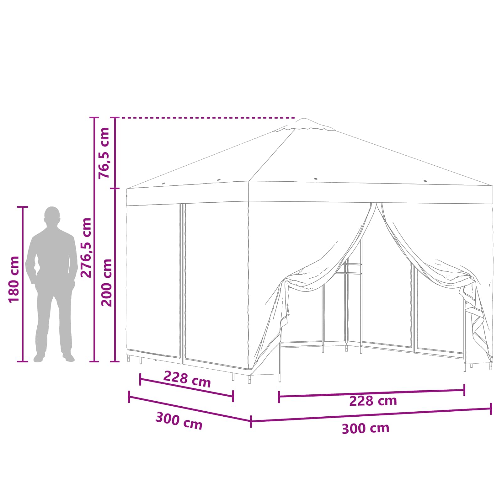 Gazebo da giardino con pareti laterali 3 x 3 m Crema | homemem39