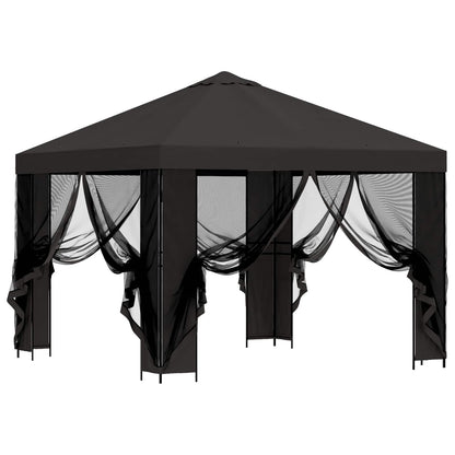 Gazebo da giardino con pareti laterali 3 x 3 m Antracite | homemem39