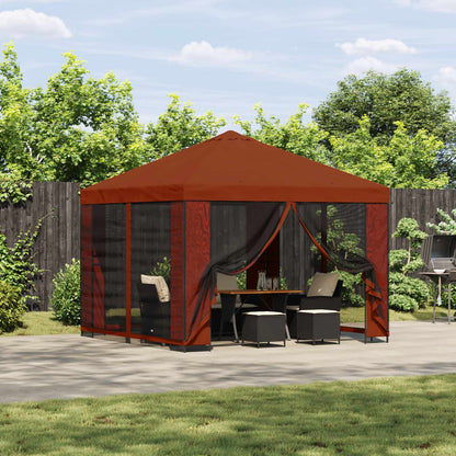 Gazebo da giardino con pareti laterali 3 x 3 m Terracotta | homemem39