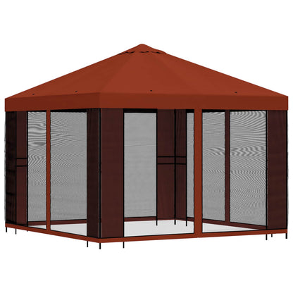 Gazebo da giardino con pareti laterali 3 x 3 m Terracotta | homemem39