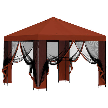 Gazebo da giardino con pareti laterali 3 x 3 m Terracotta | homemem39