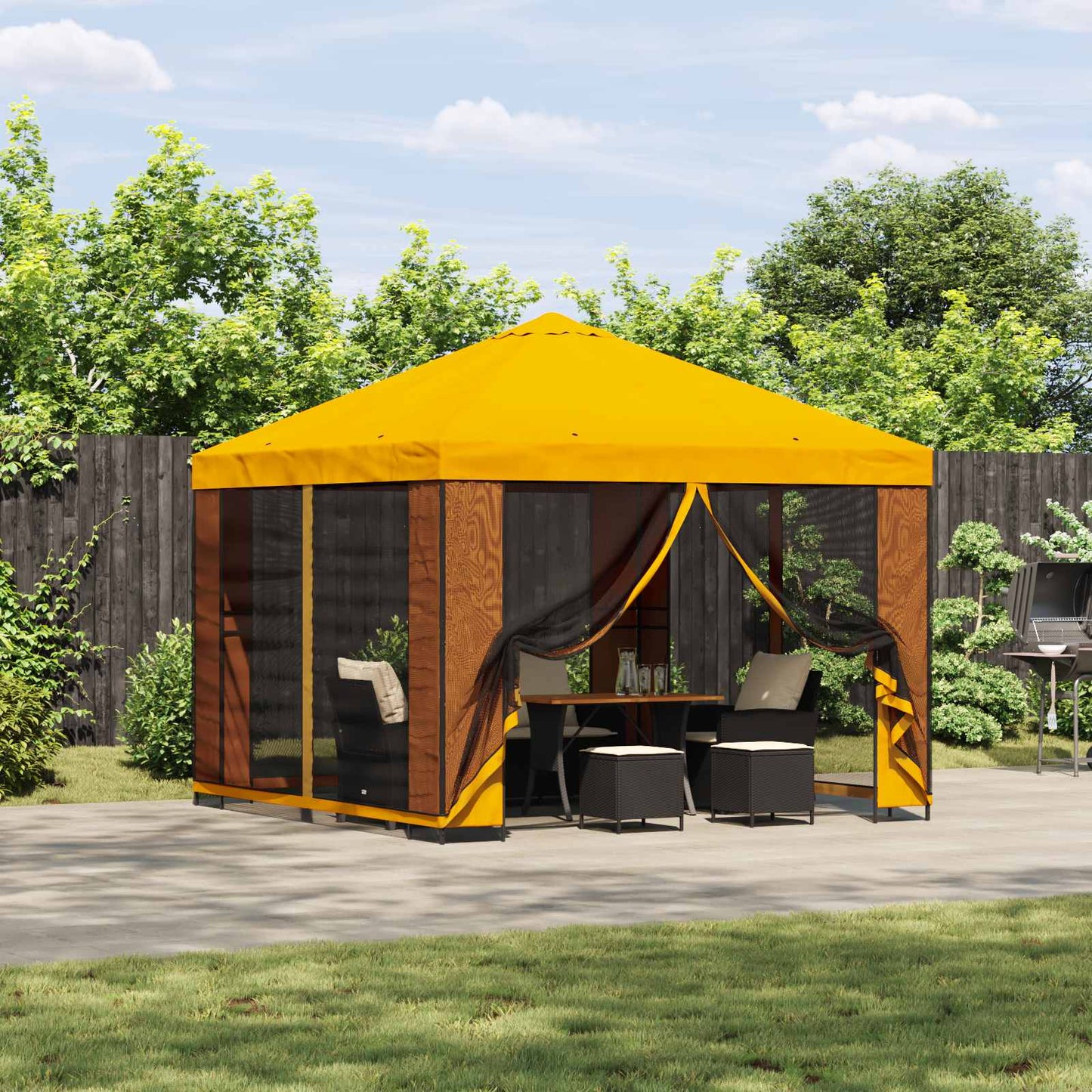 Gazebo da giardino con pareti laterali 3 x 3 m Giallo | homemem39