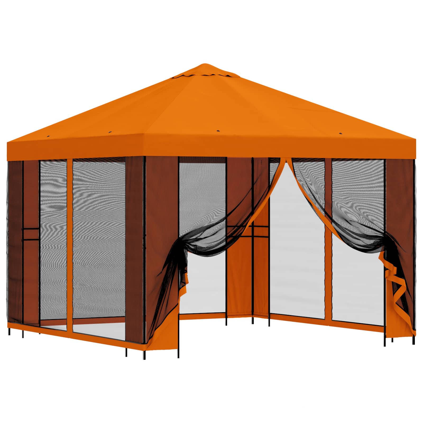 Gazebo da giardino con pareti laterali 3 x 3 m Arancione | homemem39
