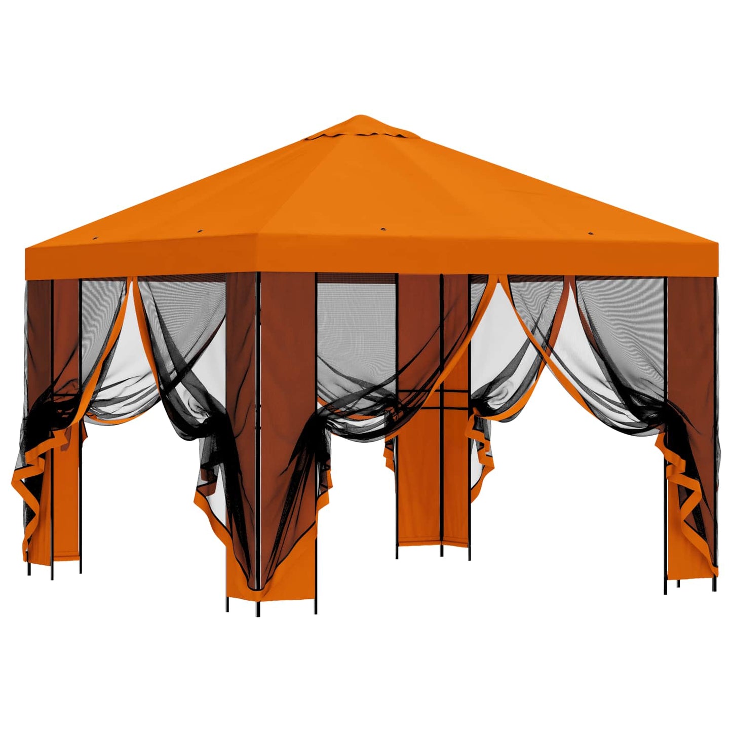 Gazebo da giardino con pareti laterali 3 x 3 m Arancione | homemem39