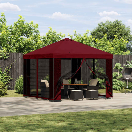 Gazebo da giardino con pareti laterali 3 x 3 m Borgogna | homemem39