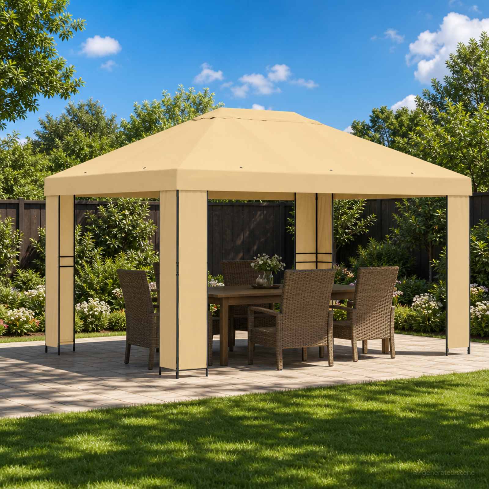 Gazebo 4 × 3 m Crema Poliestere e Acciaio 190 gsm | homemem39