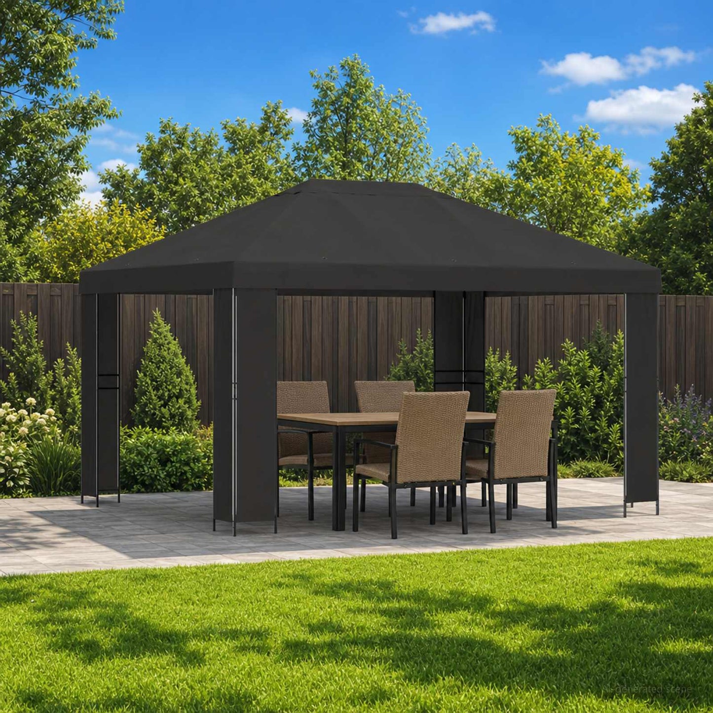 Gazebo 4 × 3 m Antracite Poliestere e Acciaio 190 gsm | homemem39