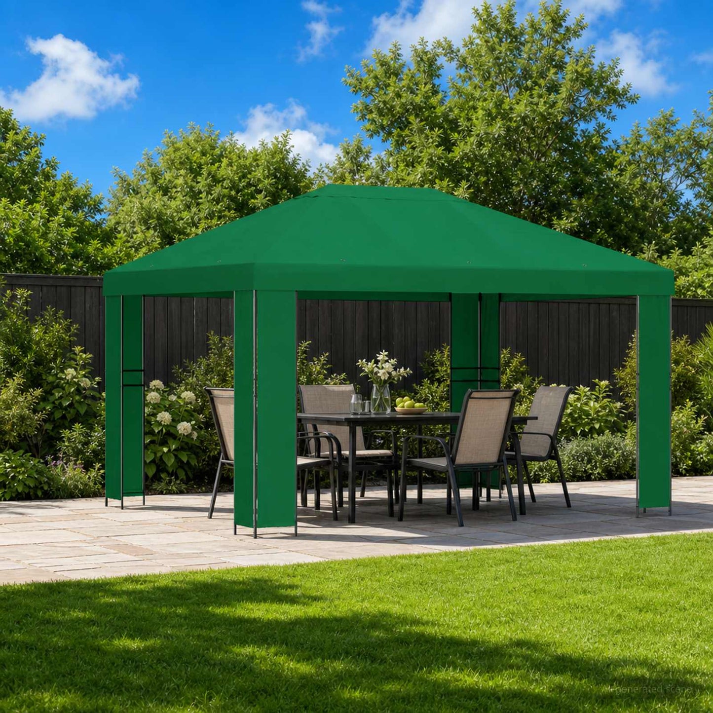 Gazebo 4 × 3 m Verde Poliestere e Acciaio 190 gsm | homemem39