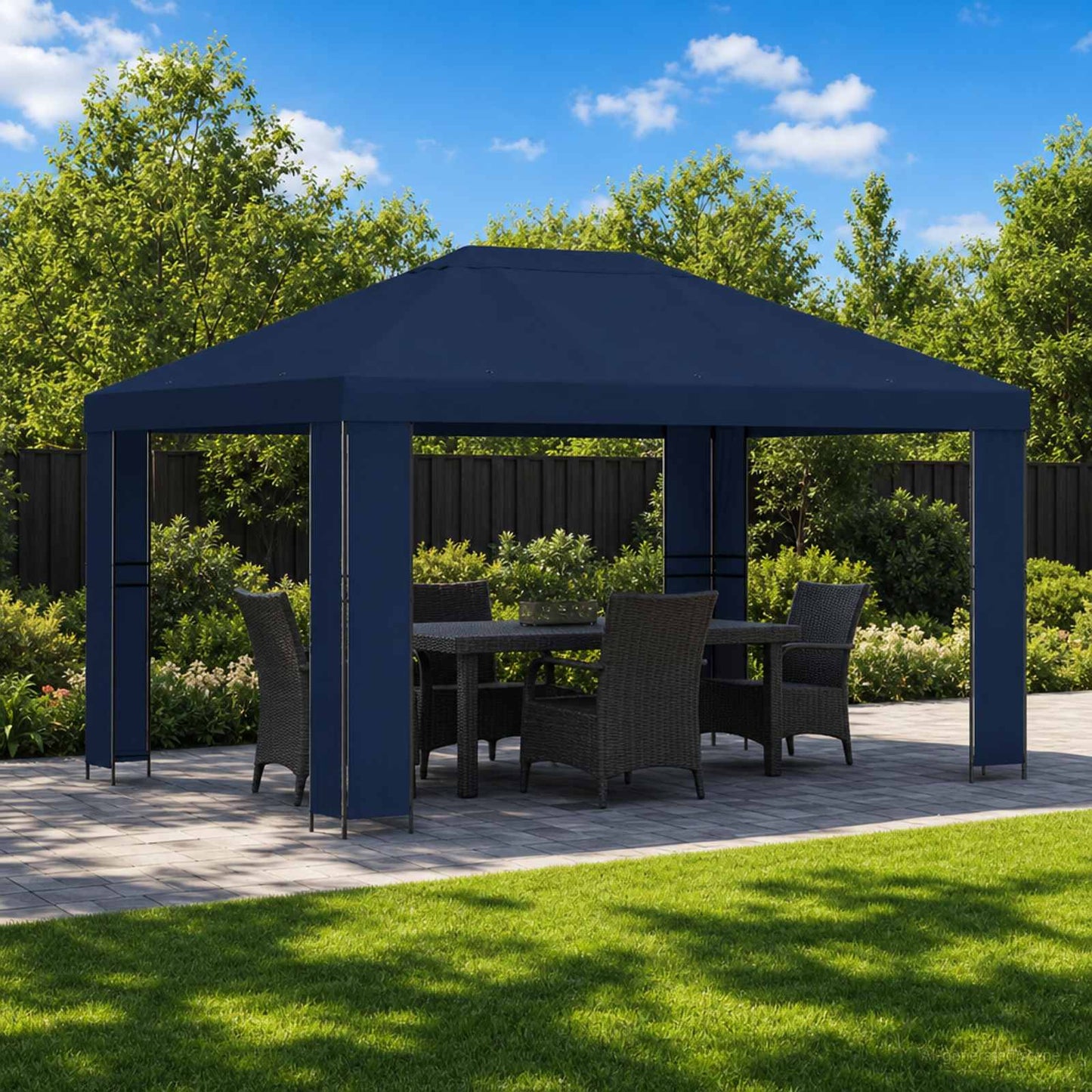 Gazebo 4 × 3 m Blu Poliestere e Acciaio 190 gsm | homemem39