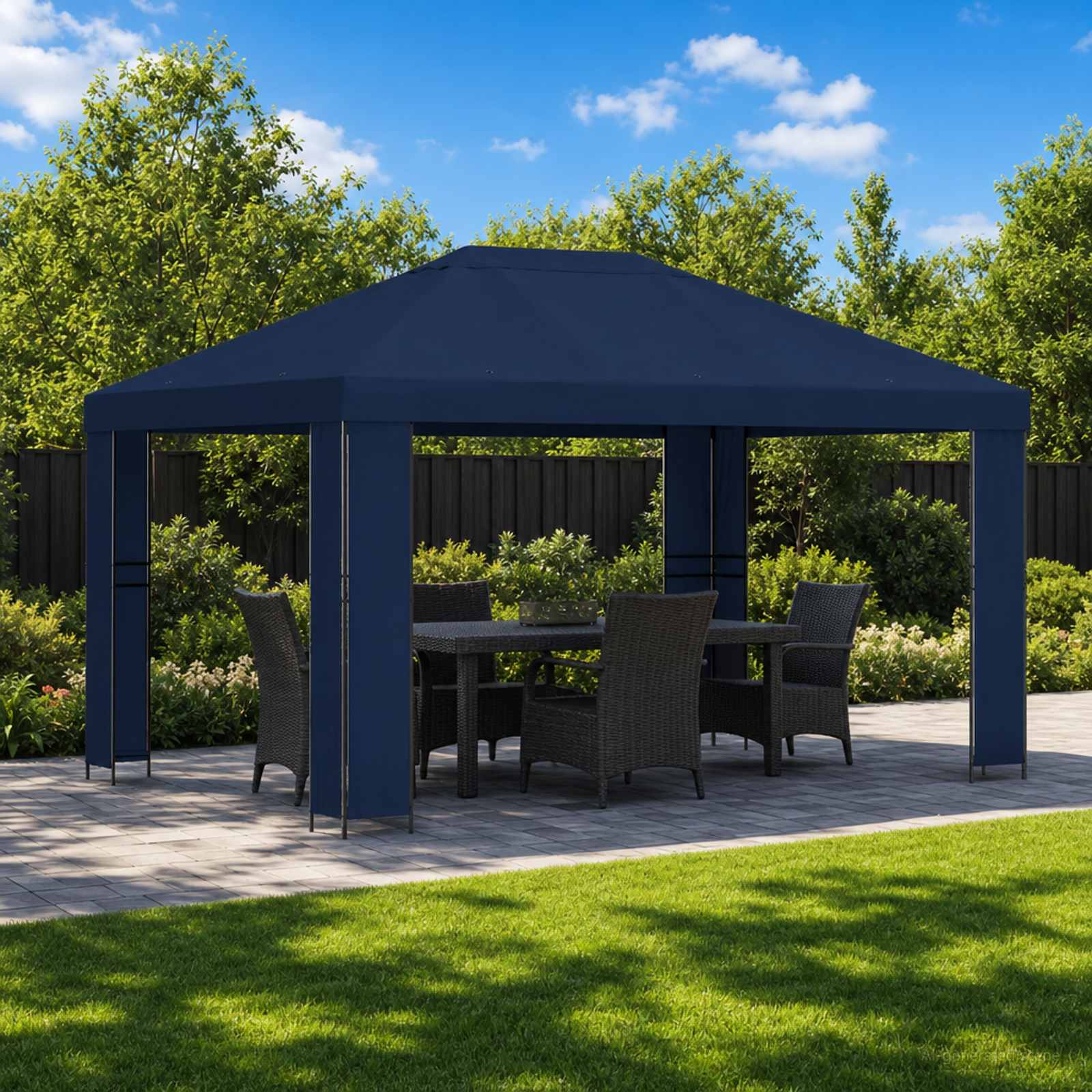 Gazebo 4 × 3 m Blu Poliestere e Acciaio 190 gsm | homemem39