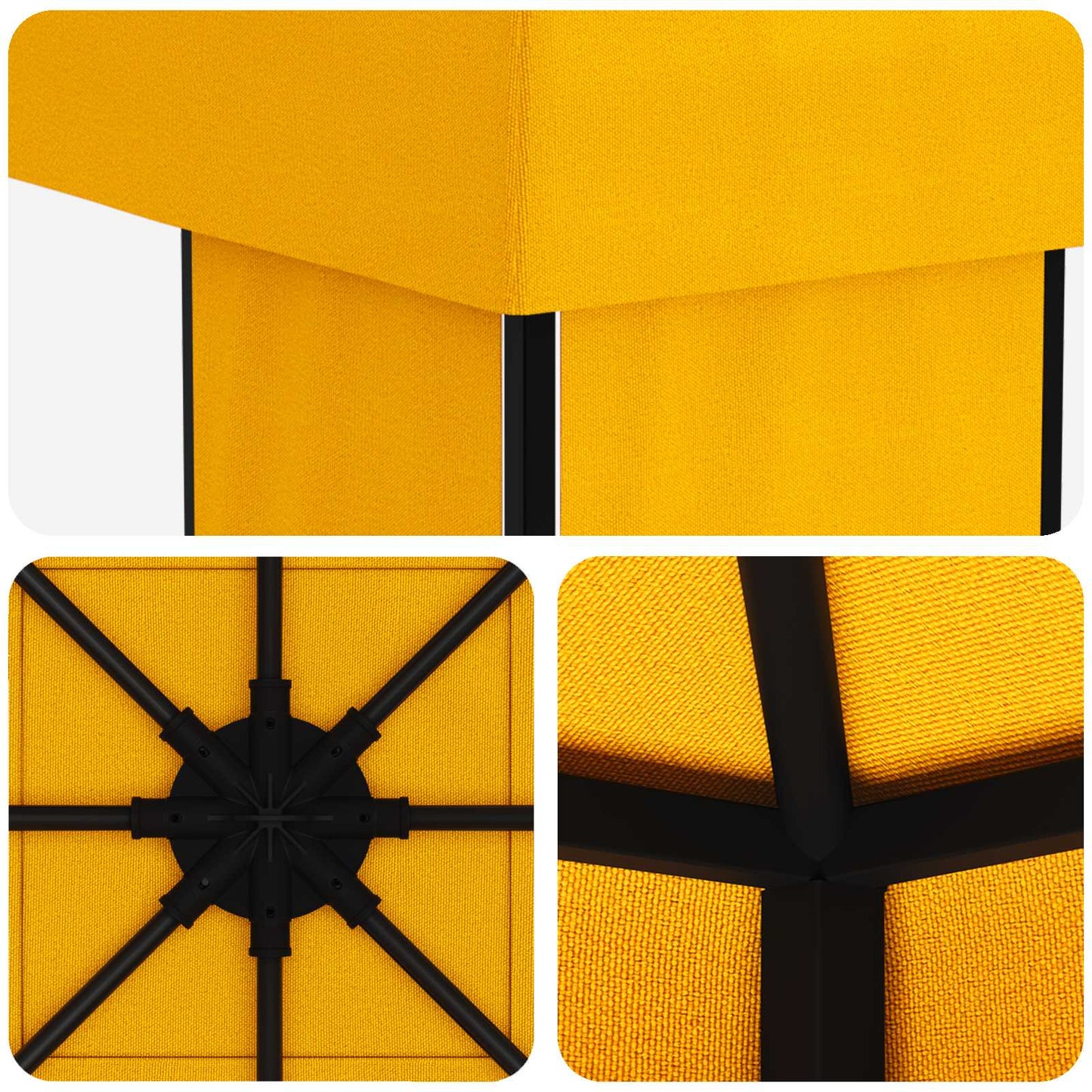 Gazebo 4 × 3 m Giallo Poliestere e Acciaio 190 gsm | homemem39