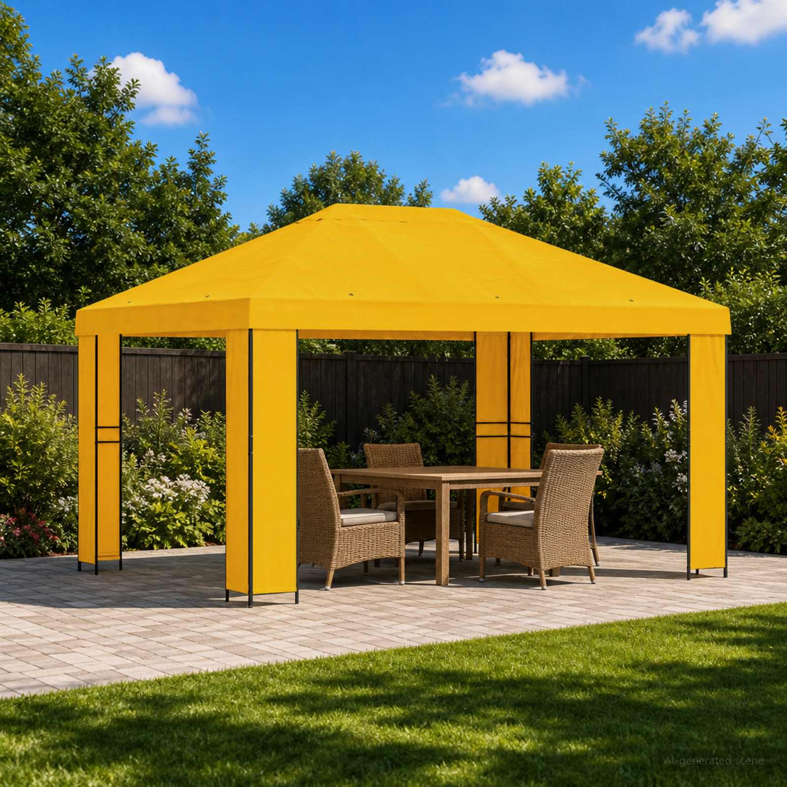 Gazebo 4 × 3 m Giallo Poliestere e Acciaio 190 gsm | homemem39