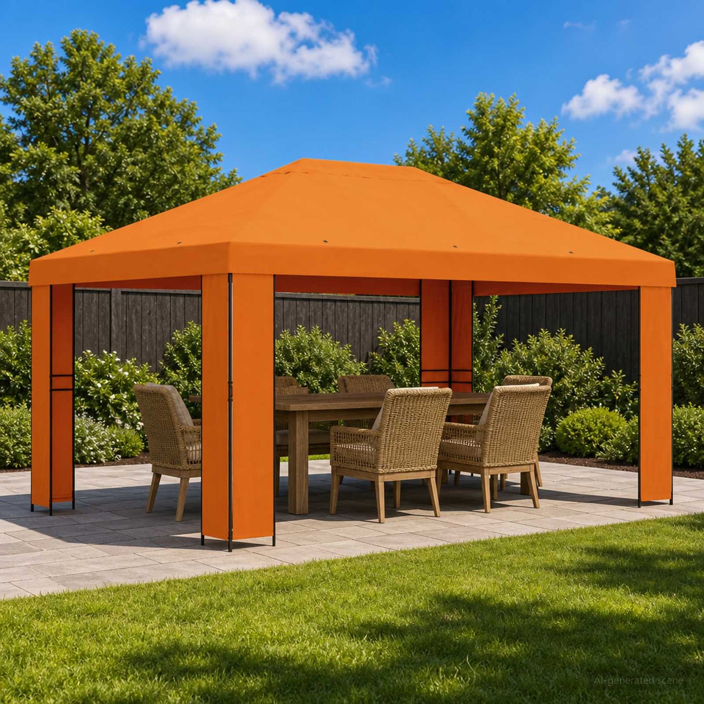 Gazebo 4 × 3 m Arancione Poliestere e Acciaio 190 gsm | homemem39