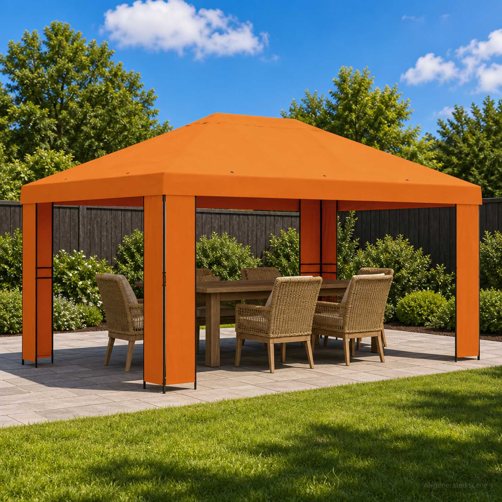 Gazebo 4 × 3 m Arancione Poliestere e Acciaio 190 gsm | homemem39