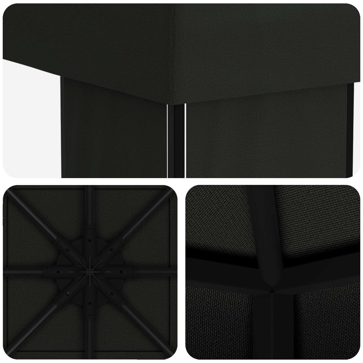 Gazebo 4 × 3 m Nero Poliestere e Acciaio 190 gsm | homemem39