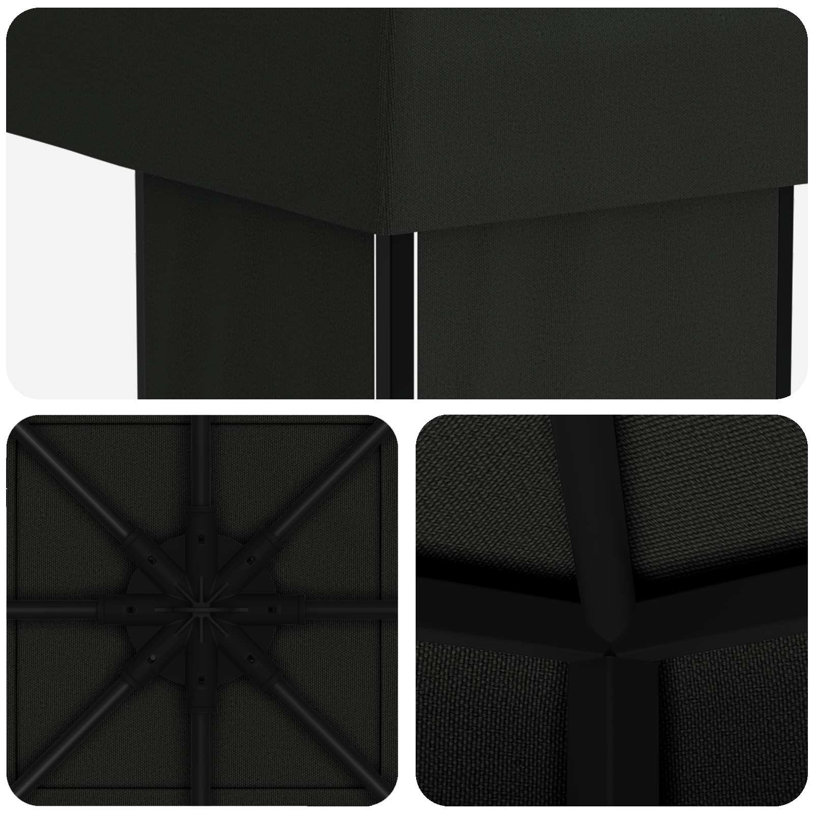 Gazebo 4 × 3 m Nero Poliestere e Acciaio 190 gsm | homemem39