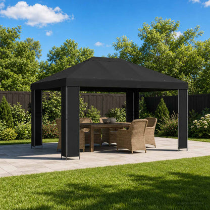 Gazebo 4 × 3 m Nero Poliestere e Acciaio 190 gsm | homemem39