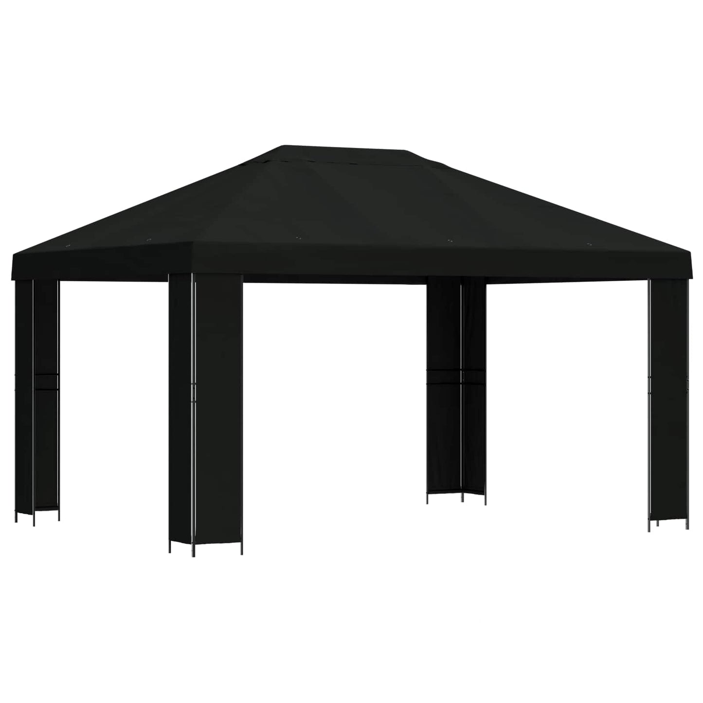 Gazebo 4 × 3 m Nero Poliestere e Acciaio 190 gsm | homemem39