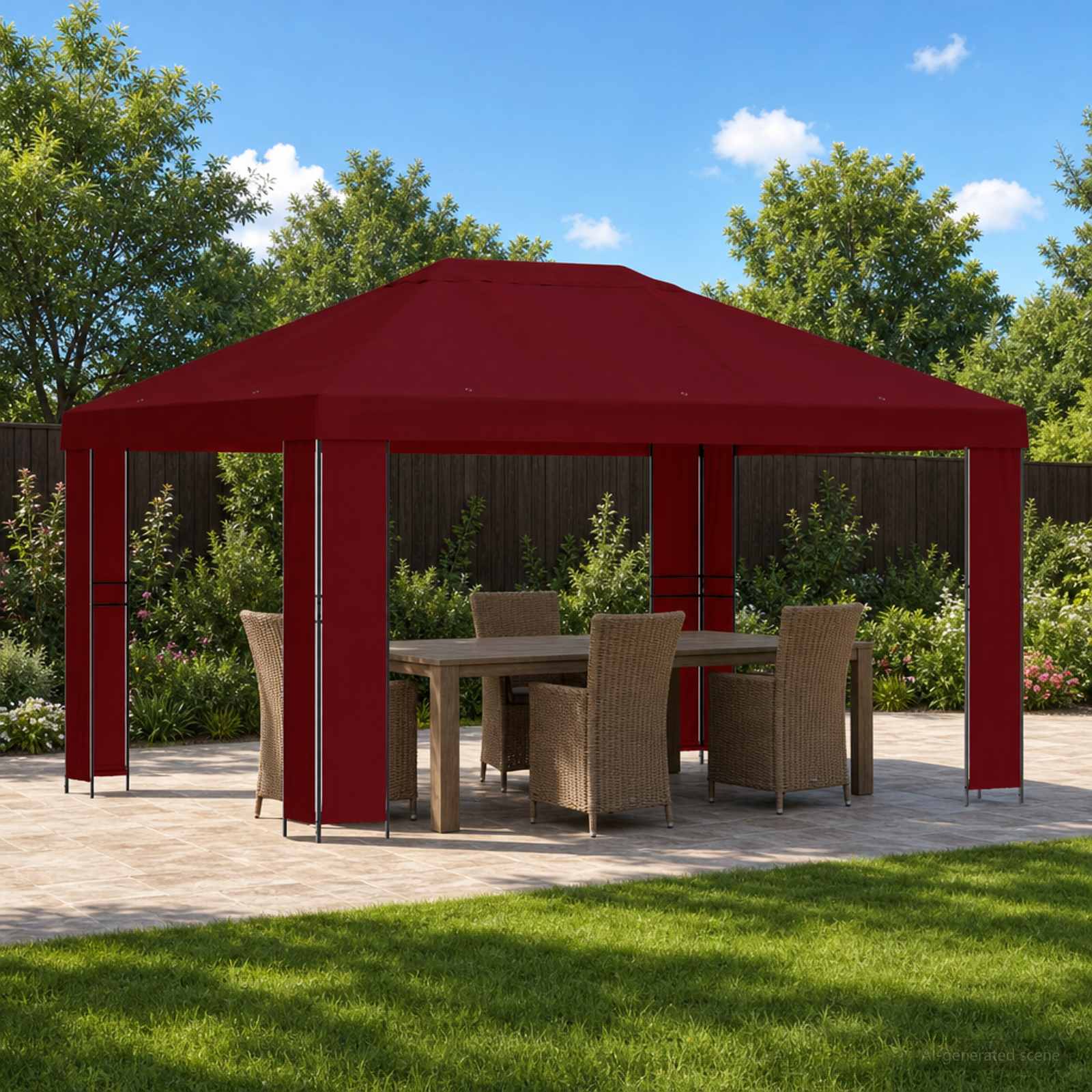 Gazebo 4 × 3 m Borgogna Poliestere e Acciaio 190 gsm | homemem39