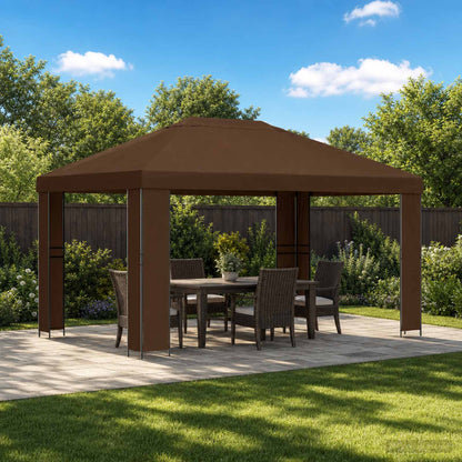 Gazebo 4 × 3 m Marrone Poliestere e Acciaio 190 gsm | homemem39