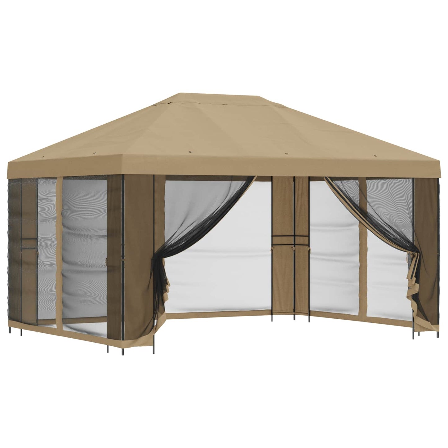 Gazebo da giardino con pareti laterali 4 × 3 m Beige | homemem39