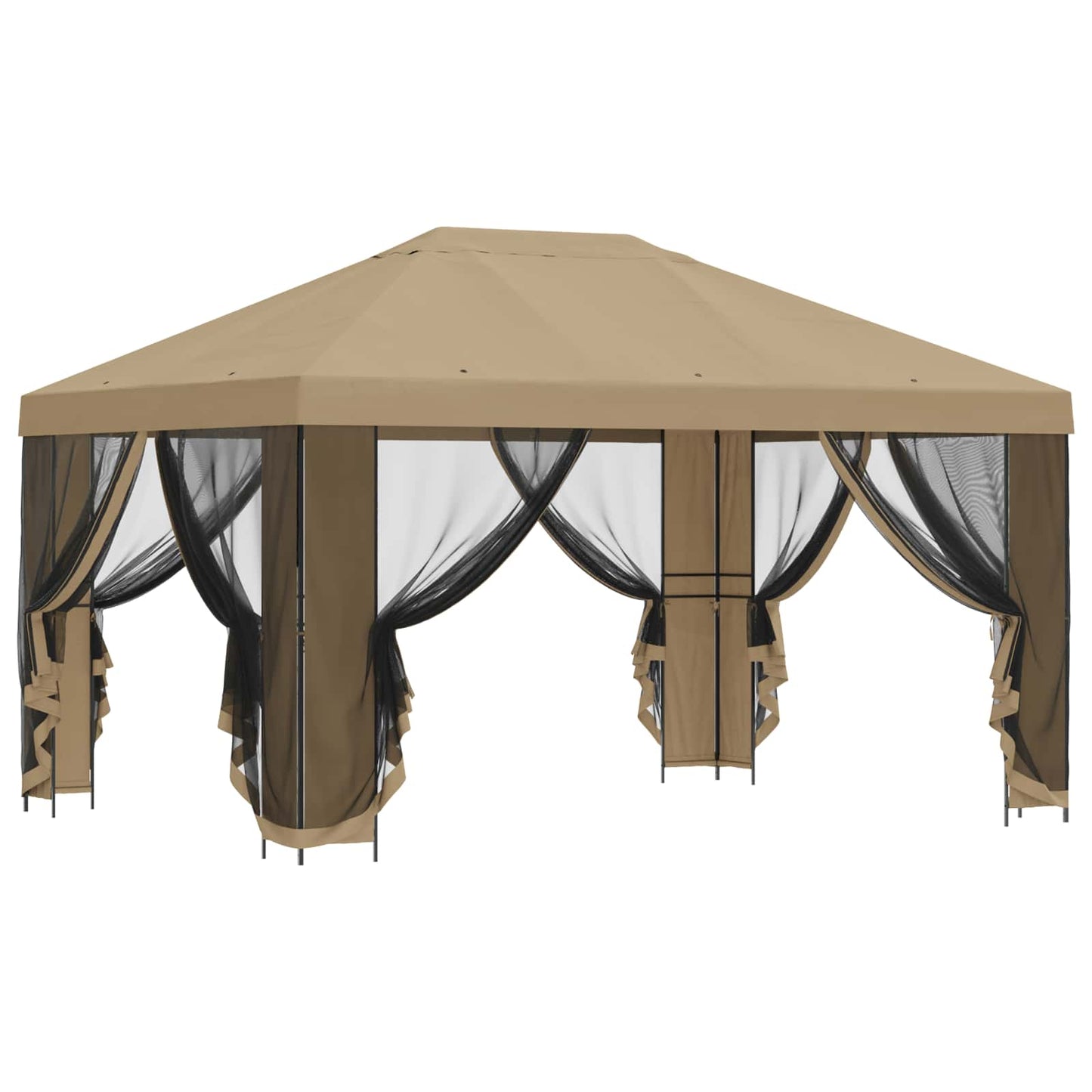 Gazebo da giardino con pareti laterali 4 × 3 m Beige | homemem39