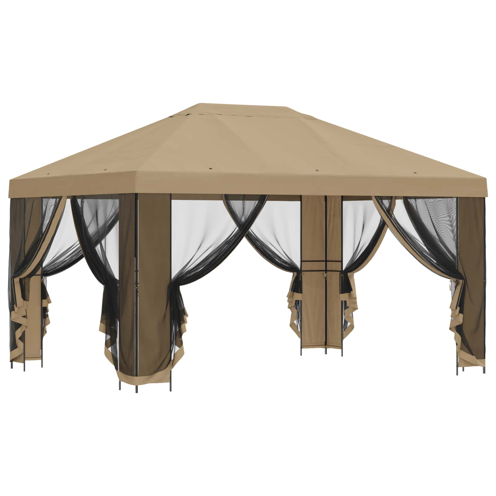 Gazebo da giardino con pareti laterali 4 × 3 m Beige | homemem39