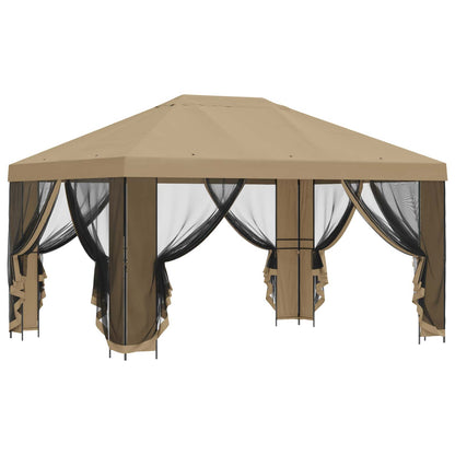 Gazebo da giardino con pareti laterali 4 × 3 m Beige | homemem39