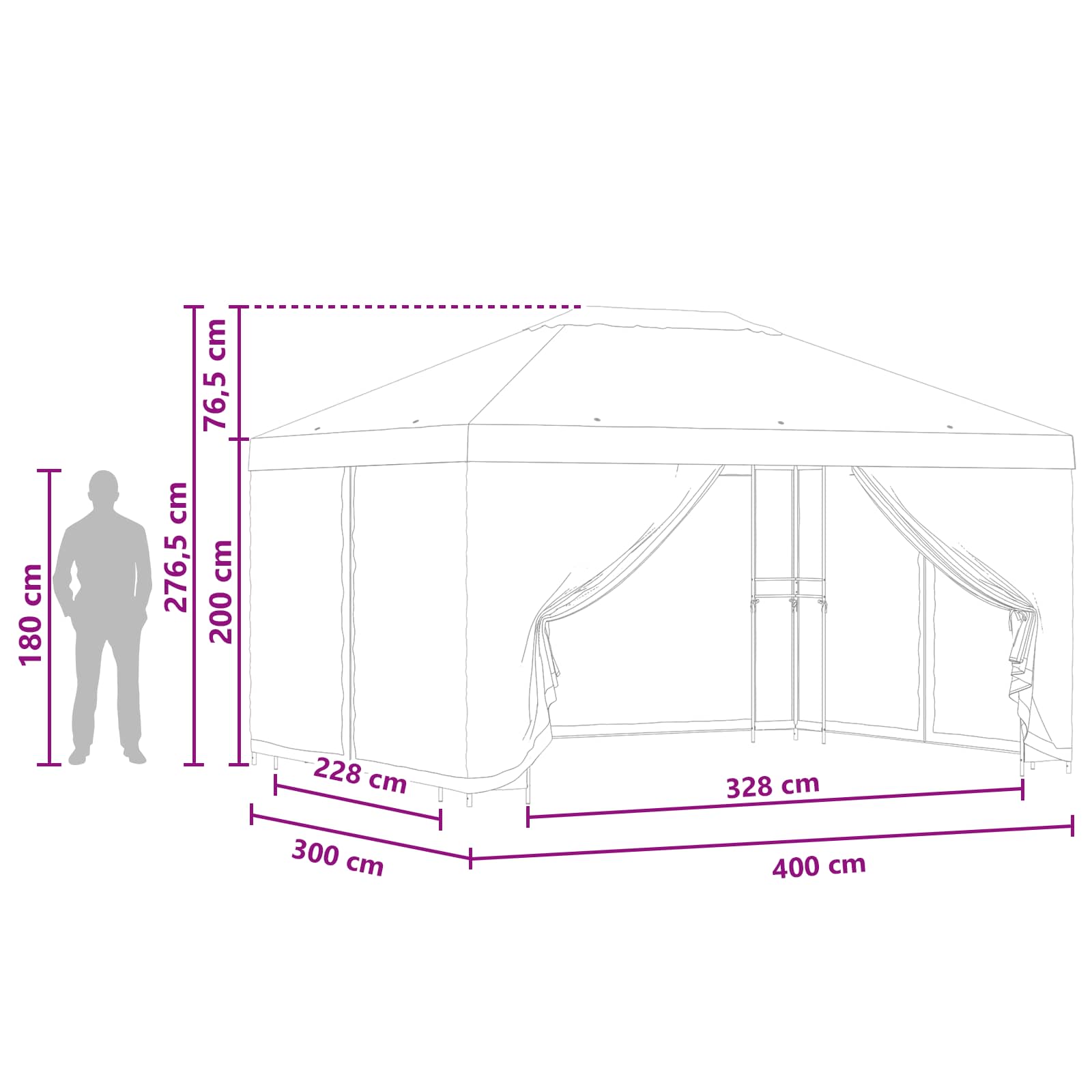 Gazebo da giardino con pareti laterali 4 × 3 m Beige | homemem39