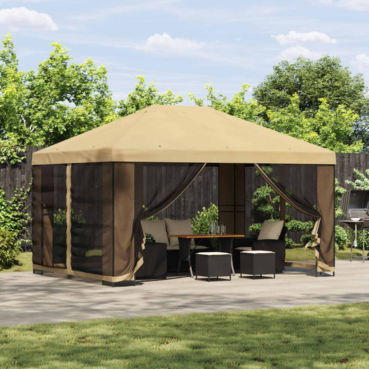 Gazebo da giardino con pareti laterali 4 × 3 m Crema | homemem39