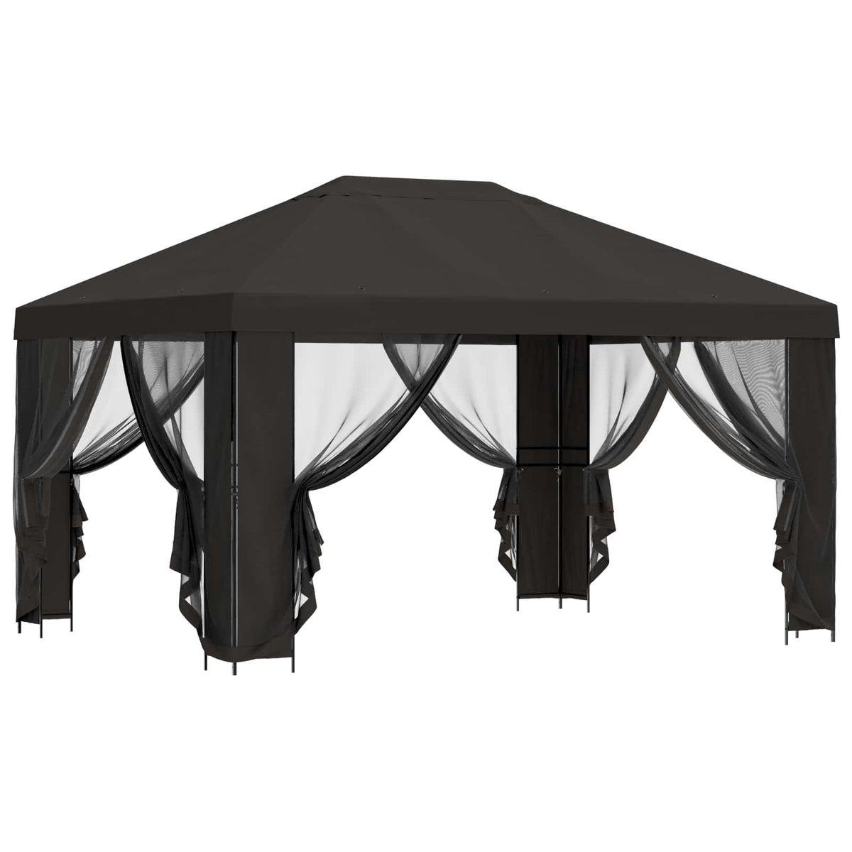 Gazebo da giardino con pareti laterali 4 × 3 m Antracite | homemem39