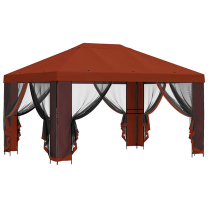 Gazebo con pareti laterali 4 × 3 m Terracotta | homemem39