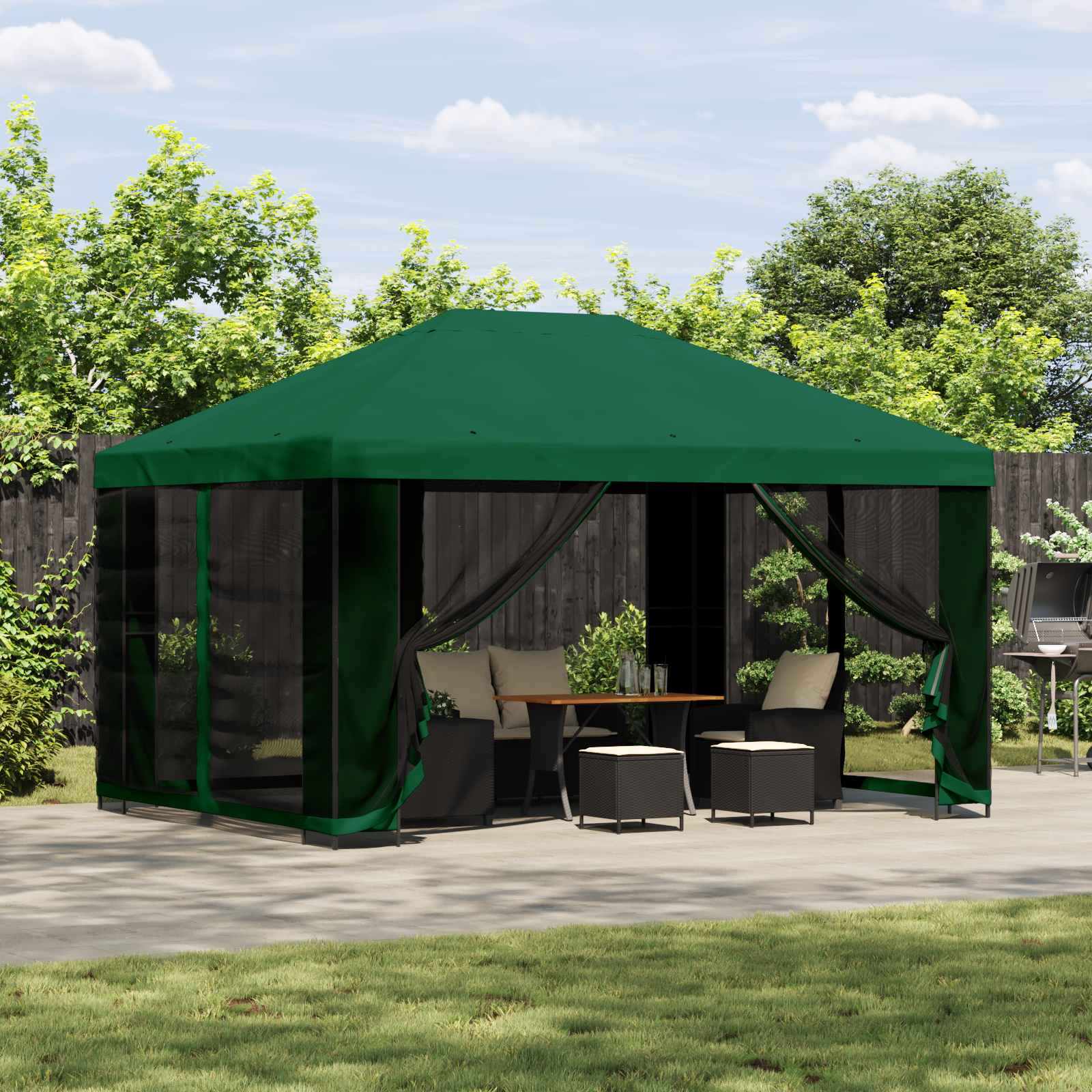 Gazebo da giardino con pareti laterali 4 × 3 m Verde | homemem39