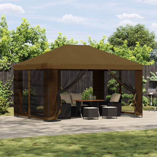 Gazebo da giardino con pareti laterali 4 × 3 m Tortora | homemem39