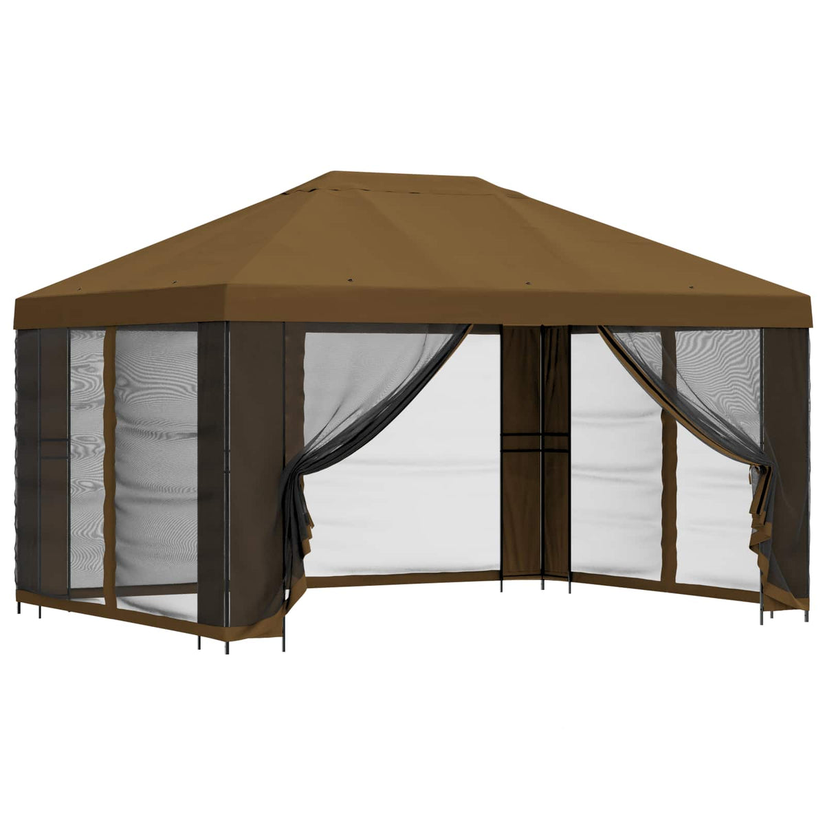 Gazebo da giardino con pareti laterali 4 × 3 m Tortora | homemem39