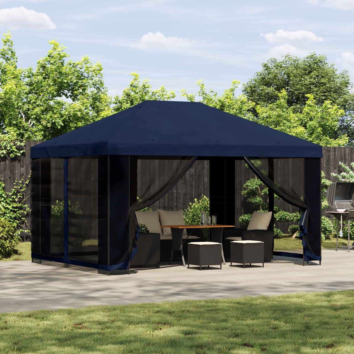 Gazebo da giardino con pareti laterali 4 × 3 m Blu | homemem39