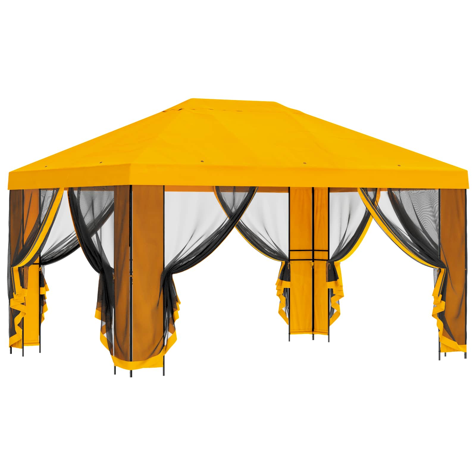 Gazebo da giardino con pareti laterali 4 × 3 m Giallo | homemem39